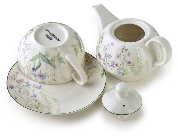 Tasse mit Kanne FACCIA Weiß - Fine Bone China - Porzellan - 17 x 22 x 22 cm
