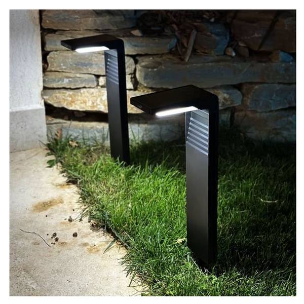 Lot de 2 balises solaires a planter - LU Noir - Matière plastique - 9 x 41 x 16 cm