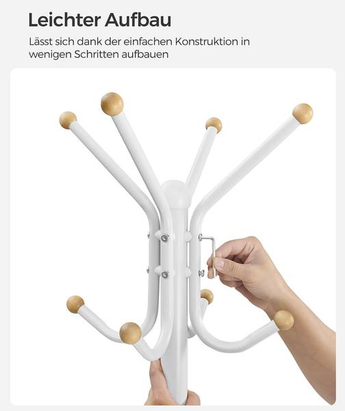 Garderobenständer Cologne Weiß - Metall - 55 x 55 x 180 cm
