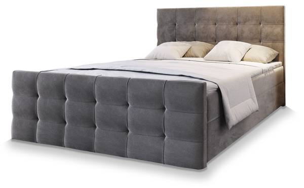 Boxspringbett AMON Grau - Liegefläche Breite: 180 cm