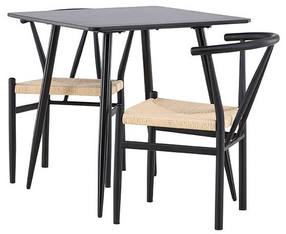 Essgruppe Polar 3-teilig Schwarz - Holzwerkstoff - 75 x 75 x 75 cm