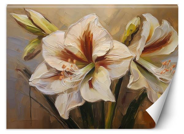 Papier peint, Fleur peinte en blanc 150 x 105 cm