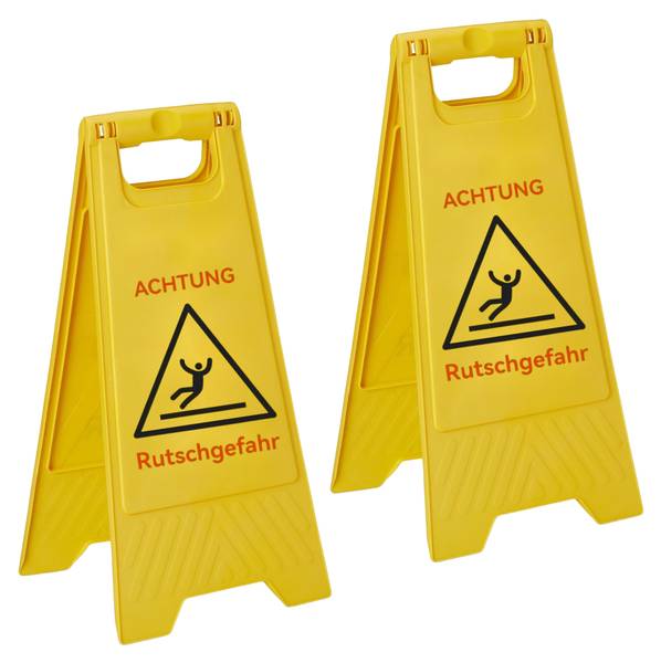 Panneaux : risque de glissade (lot de 2) Noir - Rouge - Jaune - Matière plastique - 29 x 59 x 23 cm
