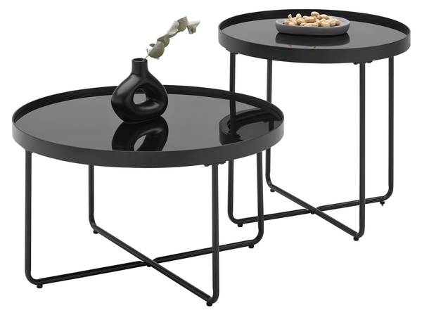 Couchtisch EMMY Schwarz - Glas - Metall - 55 x 55 x 55 cm
