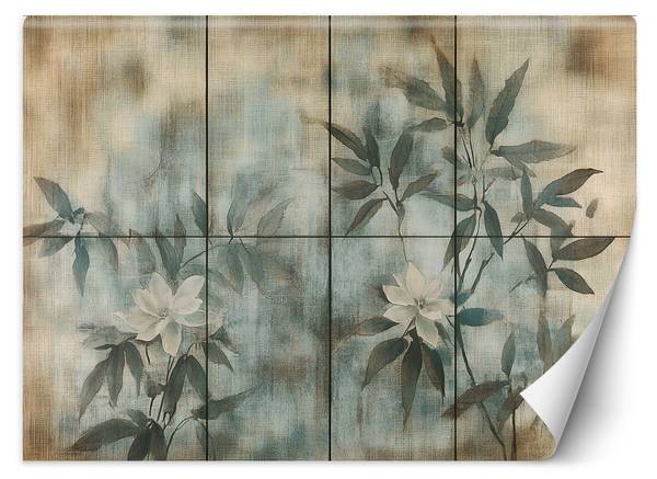 Fototapete Pflanzentriebe und Blumen 100 x 70 cm