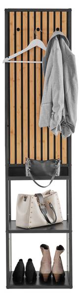 Garderobe PANELO Beige - Schwarz - Holzwerkstoff - Metall - 44 x 186 x 34 cm