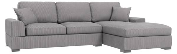 Eira Cord Ecksofa mit Schlaffunktion Hellgrau - Ecke davorstehend rechts