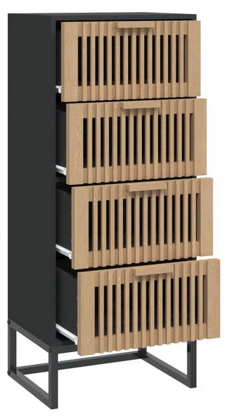 Highboard DE5038 Schwarz - Holzwerkstoff - 40 x 95 x 30 cm