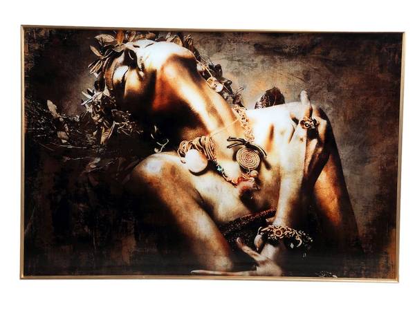 Wanddekoration Melani Gold - Glas - 3 x 80 x 120 cm