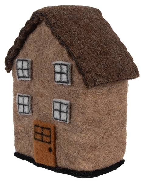 Decoratie Beeld Huis Xmas&Maxwell bruin - textiel - 7 x 14 x 12 cm