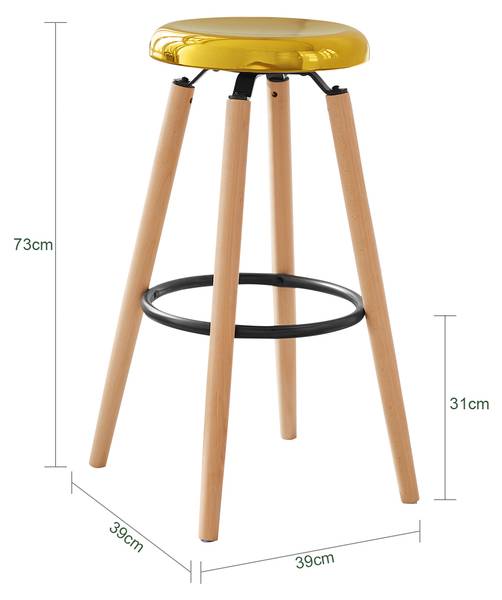 Barhocker FST89-G Gold - Metall - 39 x 39 x 73 cm