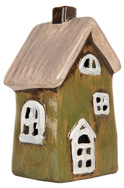 Teelichthalter Haus Alphen aan den Rijn Grün - Keramik - 7 x 15 x 9 cm