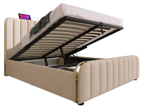 Lit rembourré Zoomusb Ⅱ Beige - Lin - 150 x 102 x 203 cm
