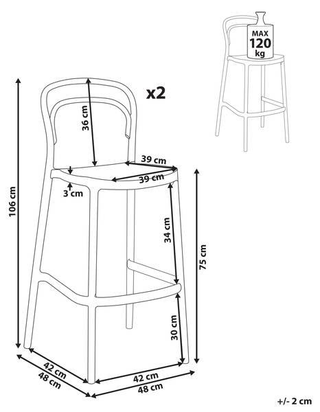 Hocker PORANO 2-tlg Schwarz
