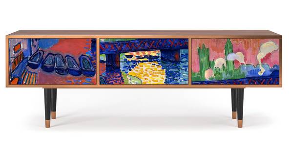 TV-Lowboard T4 Walnuss Pink - Holzwerkstoff - 170 x 59 x 48 cm