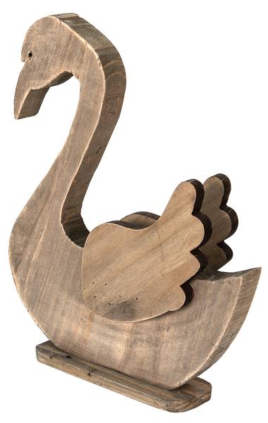 Beeld Zwaan Deko&Jacob bruin - plaatmateriaal op houtbasis - 6 x 43 x 38 cm