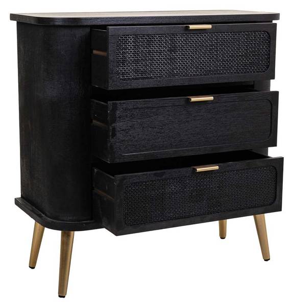 Kommode Elek Schwarz - Holz teilmassiv - 80 x 81 x 35 cm