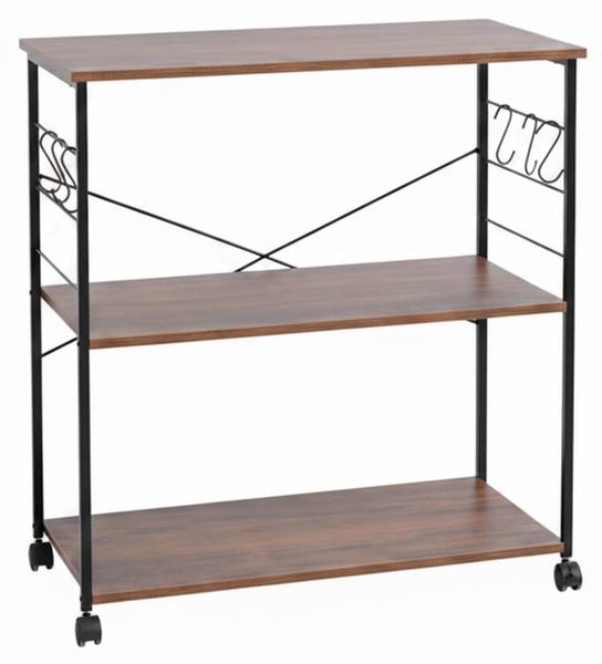 Küchenrollwagen mit 3 Ablagen Schwarz - Braun - Eisen - 80 x 87 x 40 cm