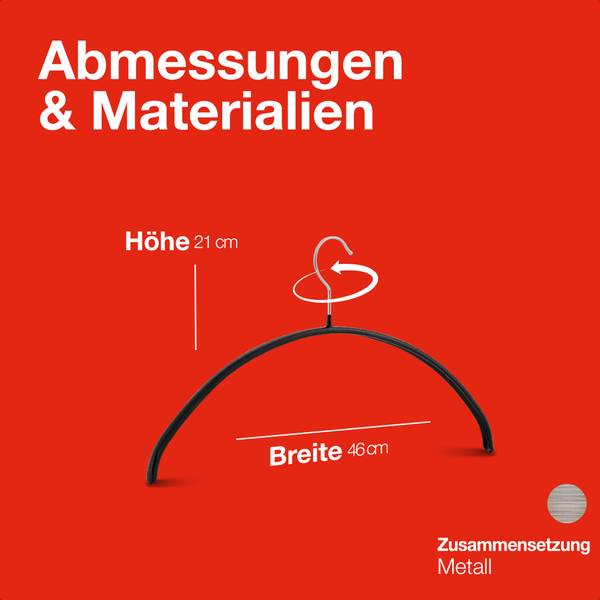 Kleiderbügel Economic 10er-Set Schwarz - Tiefe: 46 cm - Anzahl Teile im Set: 10