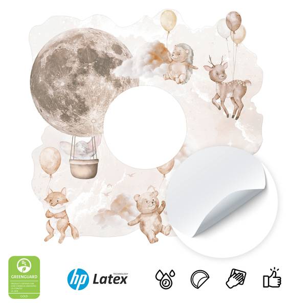 Lichtschalter-Sticker Waldtiere Beige - Grau - PVC - 20 x 20 x 20 cm
