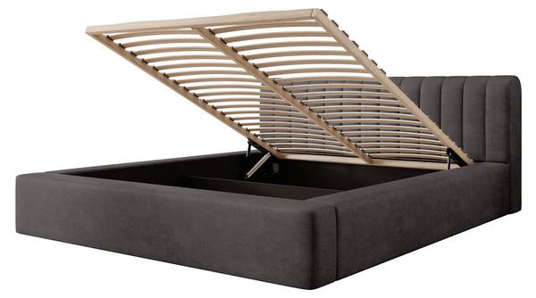 Gestoffeerd bed Vurmat antracietkleurig - Breedte: 220 cm