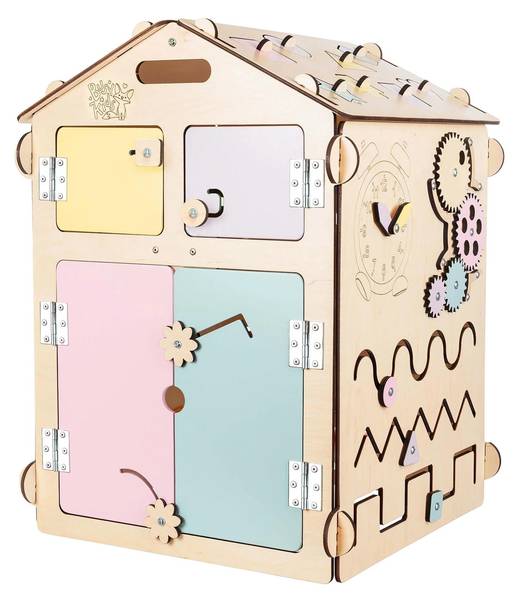BusyHouse Montessori-Aktivitätshaus Pink - Holzwerkstoff - 40 x 60 x 40 cm