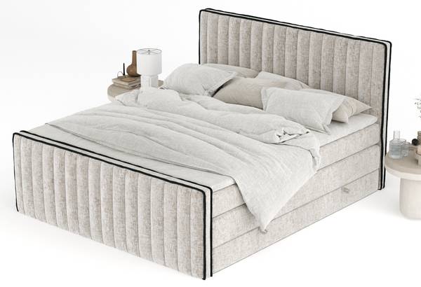 Boxspringbed Nocturne beige - Ligoppervlak breedte: 180 cm