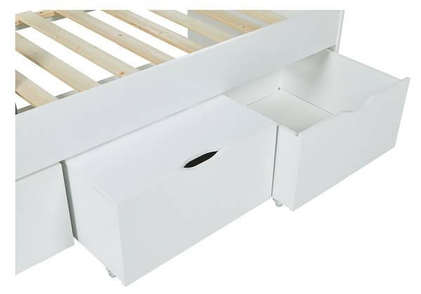 Set Bett + Matratze LOUANE Weiß - Holz teilmassiv - 193 x 75 x 95 cm