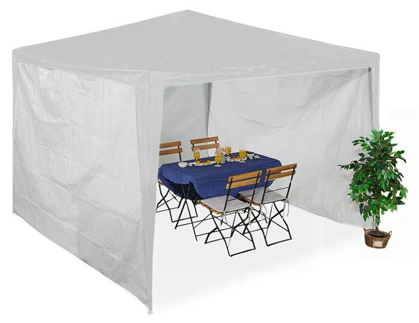 Lot de 3 parois latérales pour tonnelle Blanc - Matière plastique - 300 x 200 x 1 cm