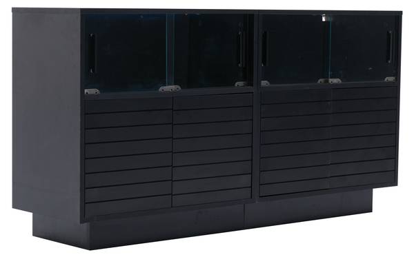 Sideboard Ourea Ⅲ Schwarz - Holzwerkstoff - Glas - 35 x 68 x 130 cm
