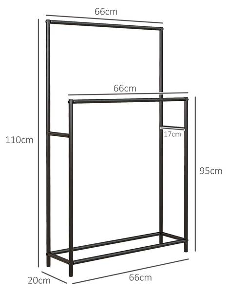 Handtuchhalter BB4871 Schwarz - Metall - 20 x 110 x 66 cm