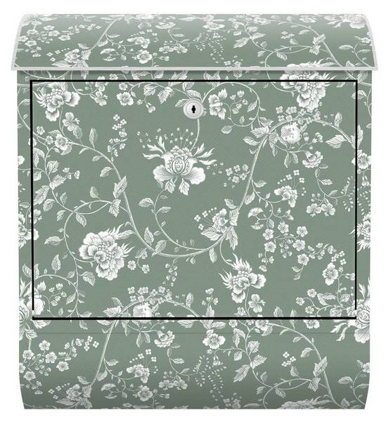 Briefkasten Blumenranken Grün - Stahl - 39 x 46 x 13 cm