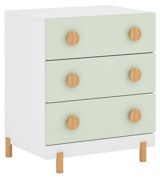 Kinderkommode Vaarentaa Hellgrün - Mint - Weiß - Breite: 55 cm
