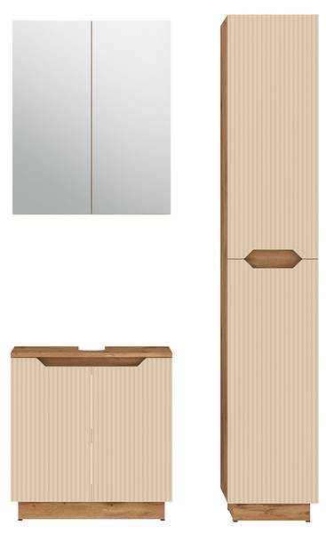 Badmöbel-Set Lotta 59491 3er Set Beige - Eiche Dekor