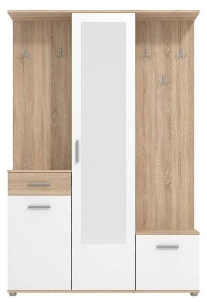 Flurgarderobe CAMOLA Braun - Weiß - Holz teilmassiv - 134 x 198 x 34 cm