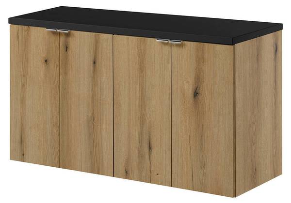 Waschtischunterschrank Skelbolu Schwarz - Eiche - Breite: 101 cm