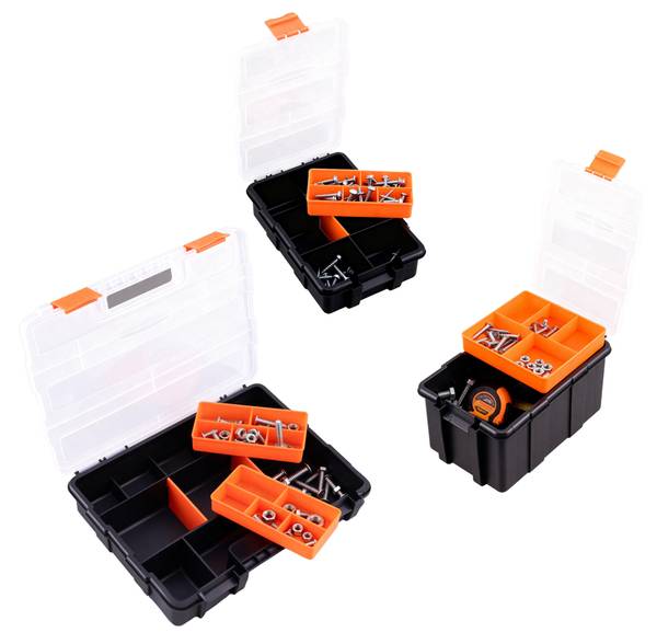 Sorteerbox set van 4 zwart - oranje - polypropeen - 29 x 18 x 22 cm