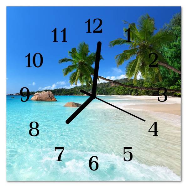 Wanduhr Strand blau Blau - Glas - 30 x 30 x 1 cm