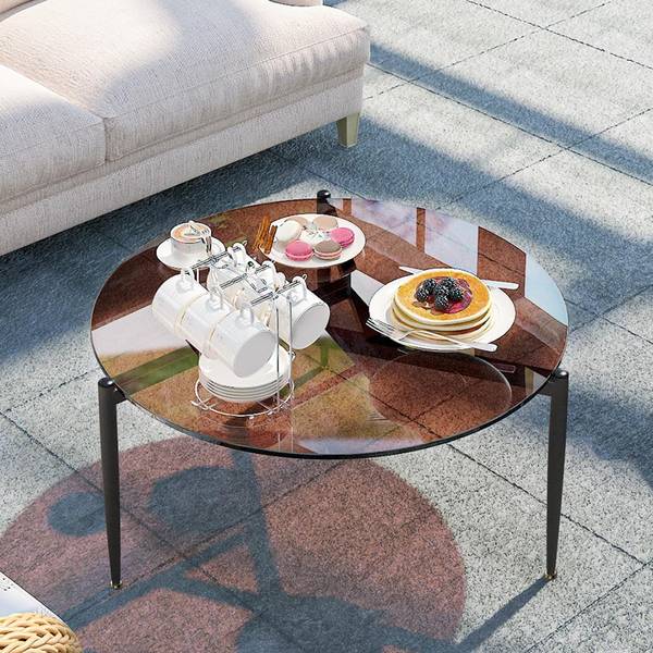 rund Couchtisch Glas Sofatisch 80 cm kaufen