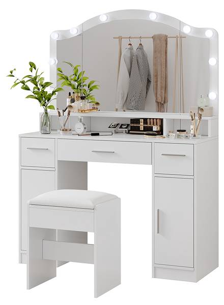 Coiffeuse Lumira 54731 Blanc - Bois manufacturé - 110 x 151 x 40 cm