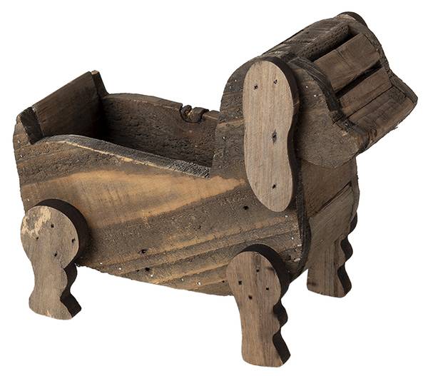 Bloempot Uchesi bruin - plaatmateriaal op houtbasis - 12 x 11 x 26 cm