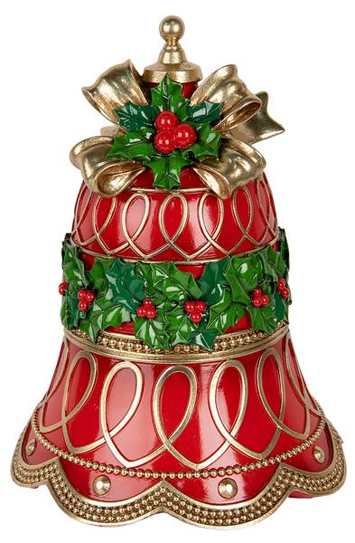 Kerstdecoratie Beeld Bel Xmas&Alvin rood - kunststof - 32 x 41 x 32 cm