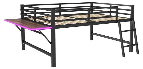 Hochbett Rita Schwarz - Metall - 145 x 102 x 245 cm