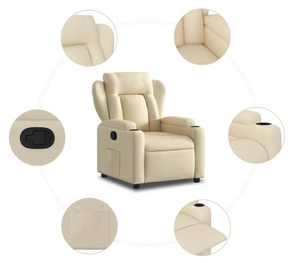 Fauteuil inclinable 3032418-1 Crème - Blanc
