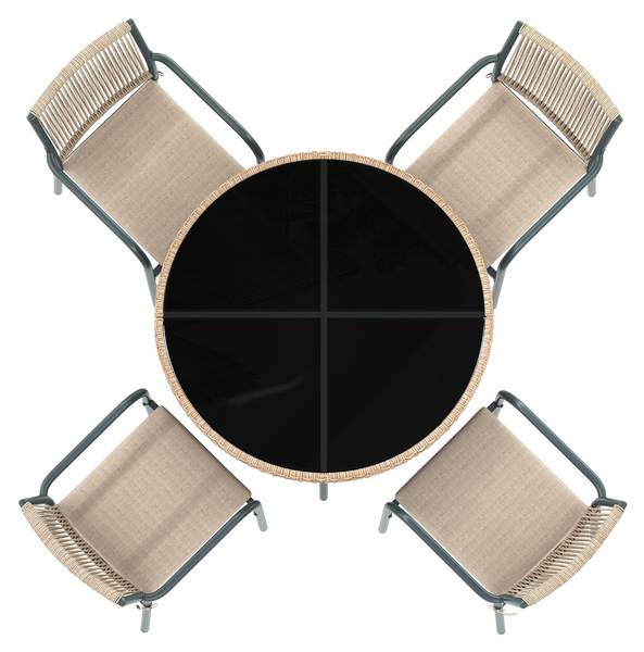 Gartenmöbel-Set Anemoi Ⅰ Beige - Schwarz - Metall - Textil