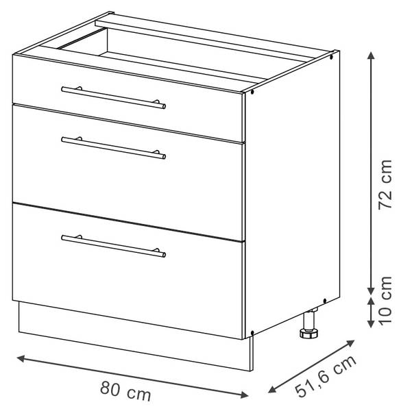 Vicco Glazen keukenkast Fame-Line, Antraciet Hoogglans, 80 cm
