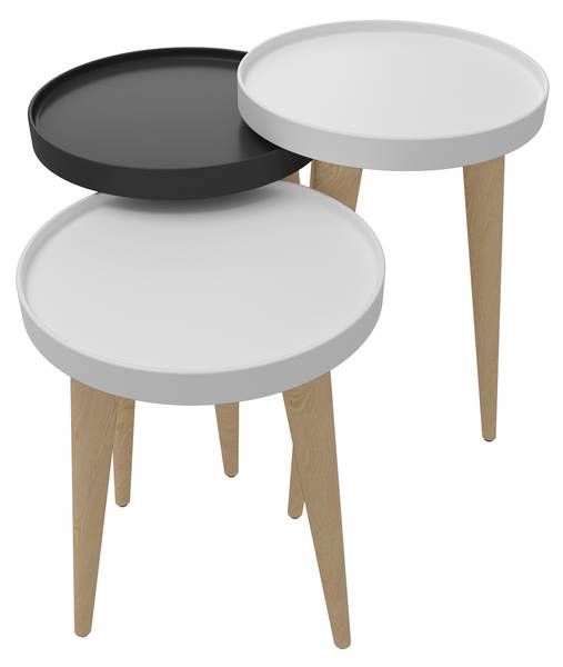 Beistelltisch Piscina 3-teilig Grau - Holzwerkstoff - 35 x 56 x 35 cm