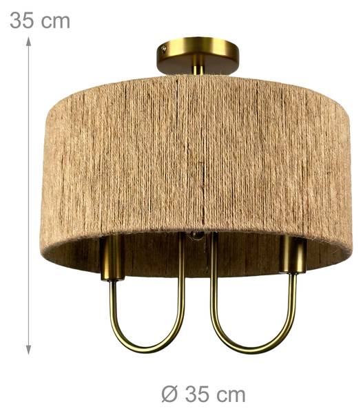 2-flammige Deckenlampe Braun - Gold - Eisen - 35 x 35 x 35 cm