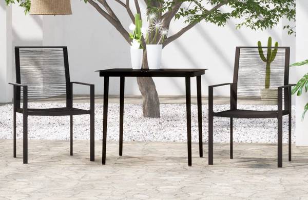 Garten-Essgruppe 3099203 (3-teilig) Schwarz - Stahl - 80 x 74 x 80 cm