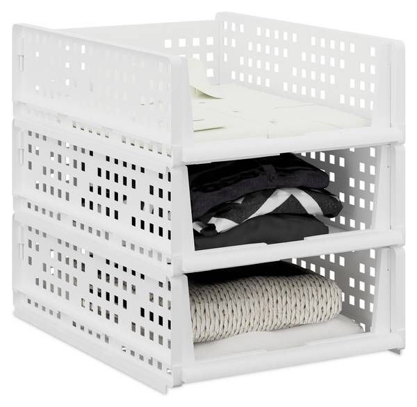 Schrank Organizer im 3er Set Weiß - Höhe: 13 cm